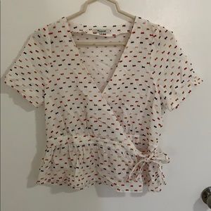 Madewell Tops - Madewell blouse: ruffle hem wrap top in clipdot Madewell Tops - Madewell blouse: ruffle hem wrap top in clipdot